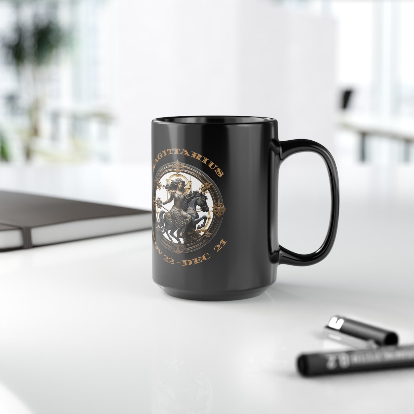 sagittarius black mug