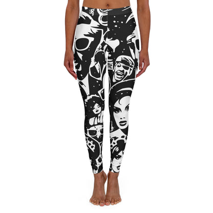 Black & White Faces Women's Casual Spandex Leggings (AOP)