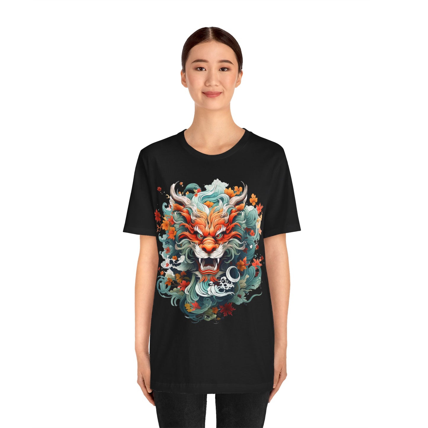 cartoon fierce loong pattern t-shirt