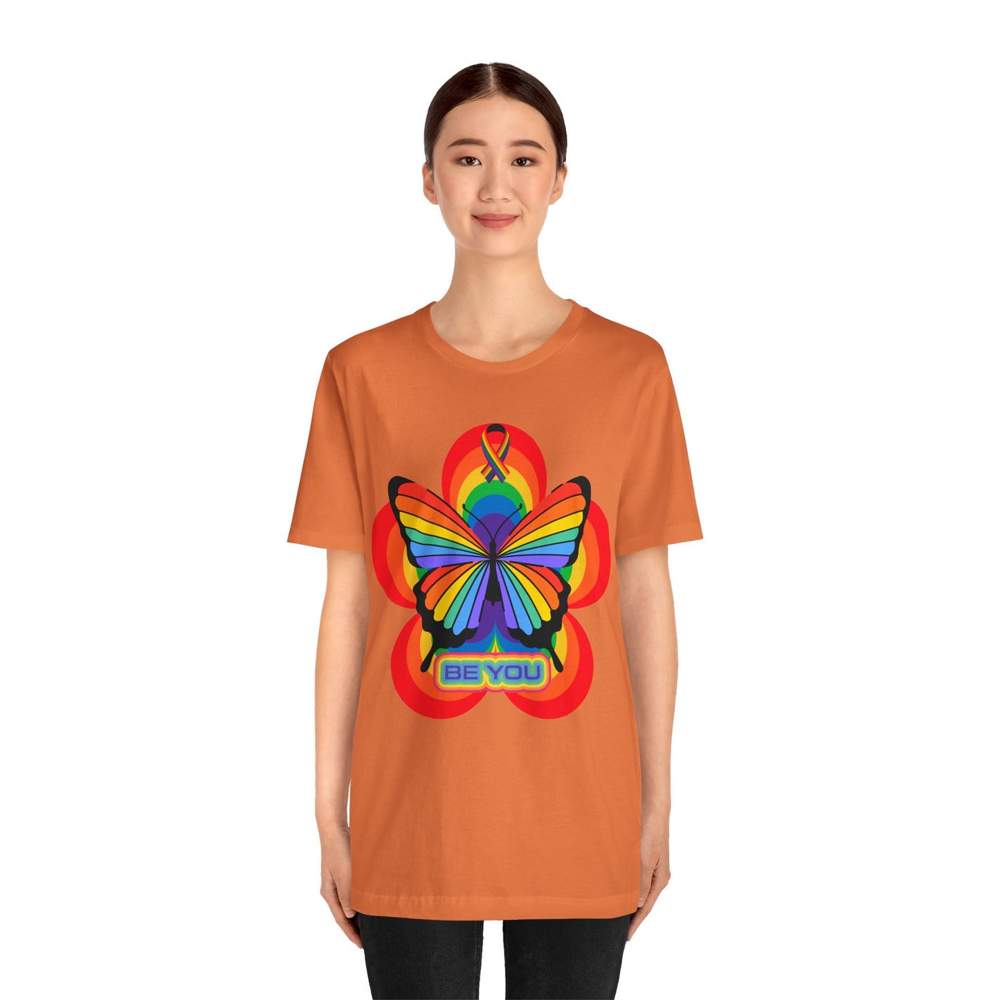 rainbow butterfly unisex t-shirts