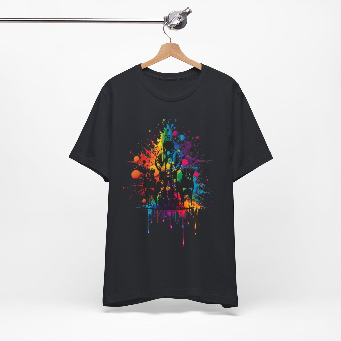 colorful paint splatter t-shirt