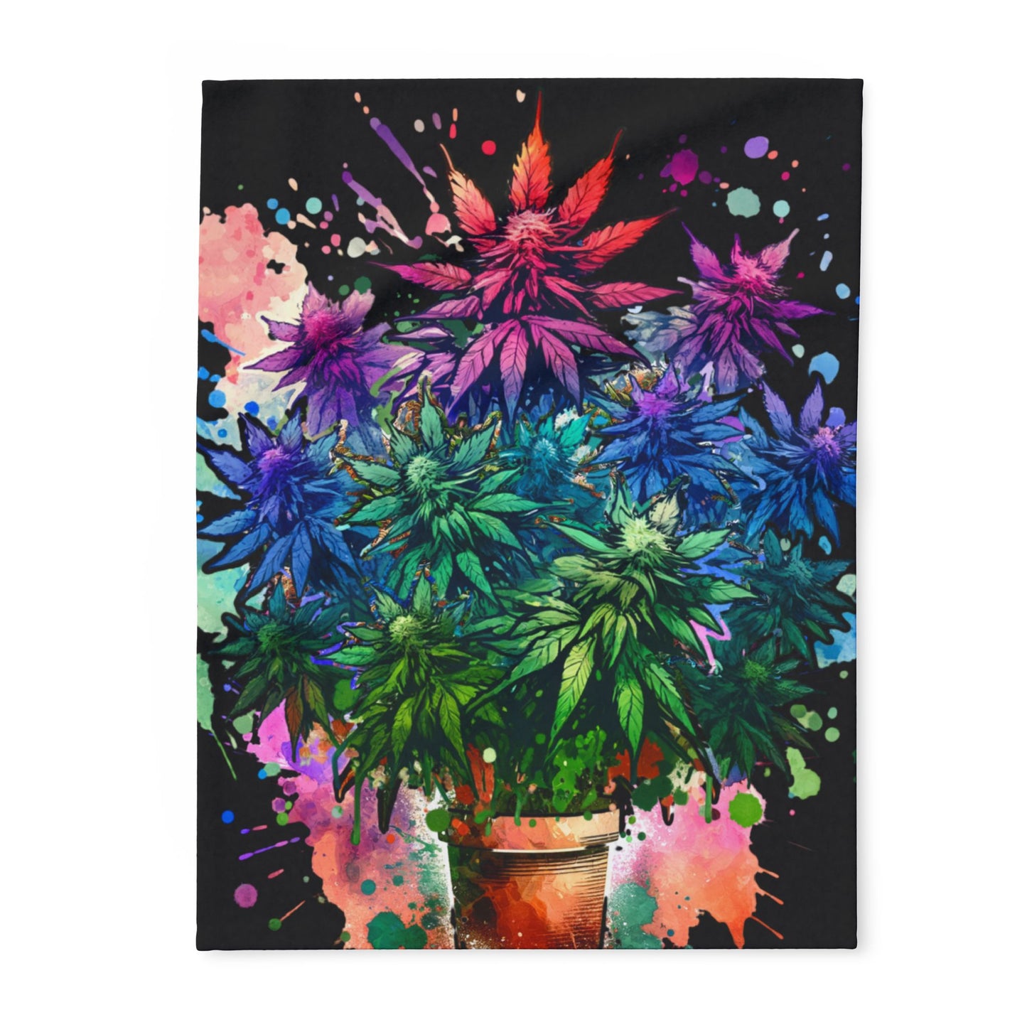 colorful weed fleece blanket