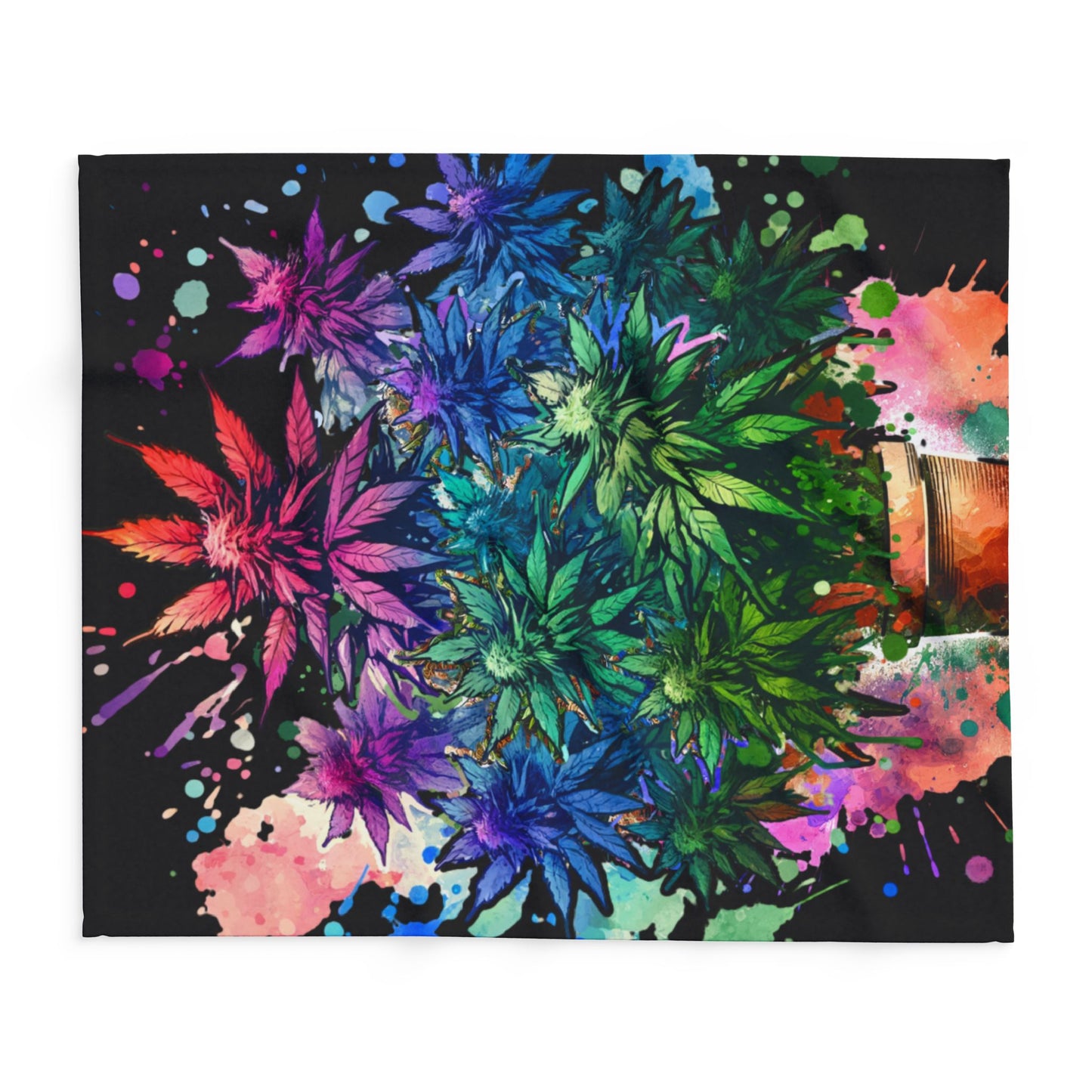 colorful weed fleece blanket