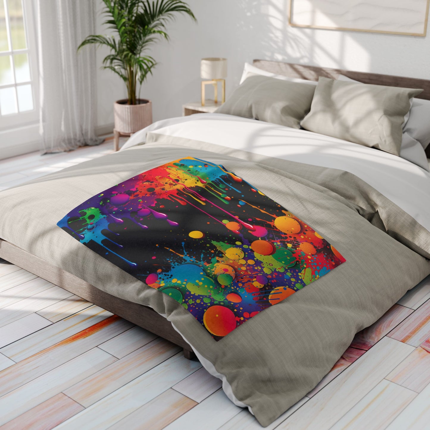 colorful dripping oil paint arctic fleece blanket