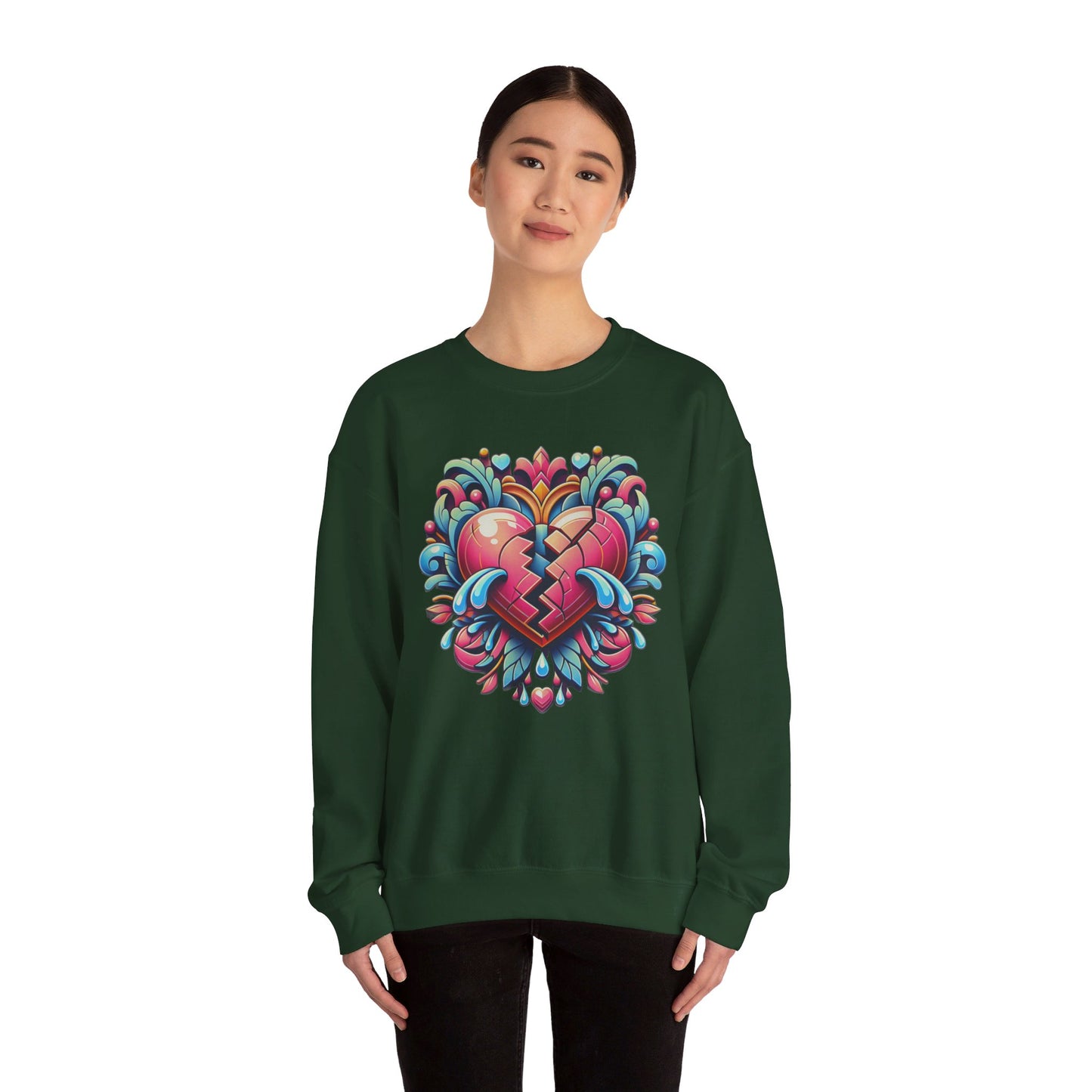 broken heart heavy blend™ crewneck sweatshirt