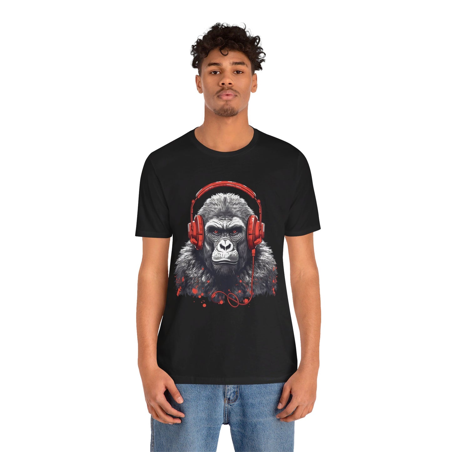 gorilla with headphones unisex t-shirt