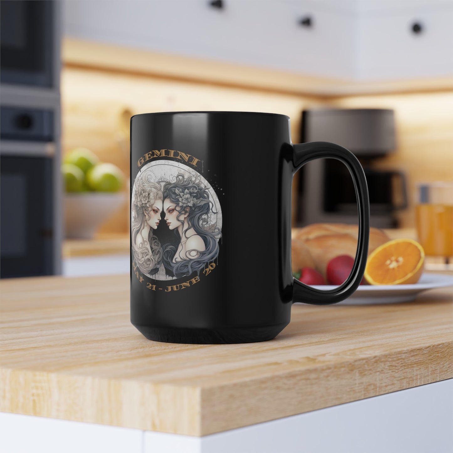 gemini black mug