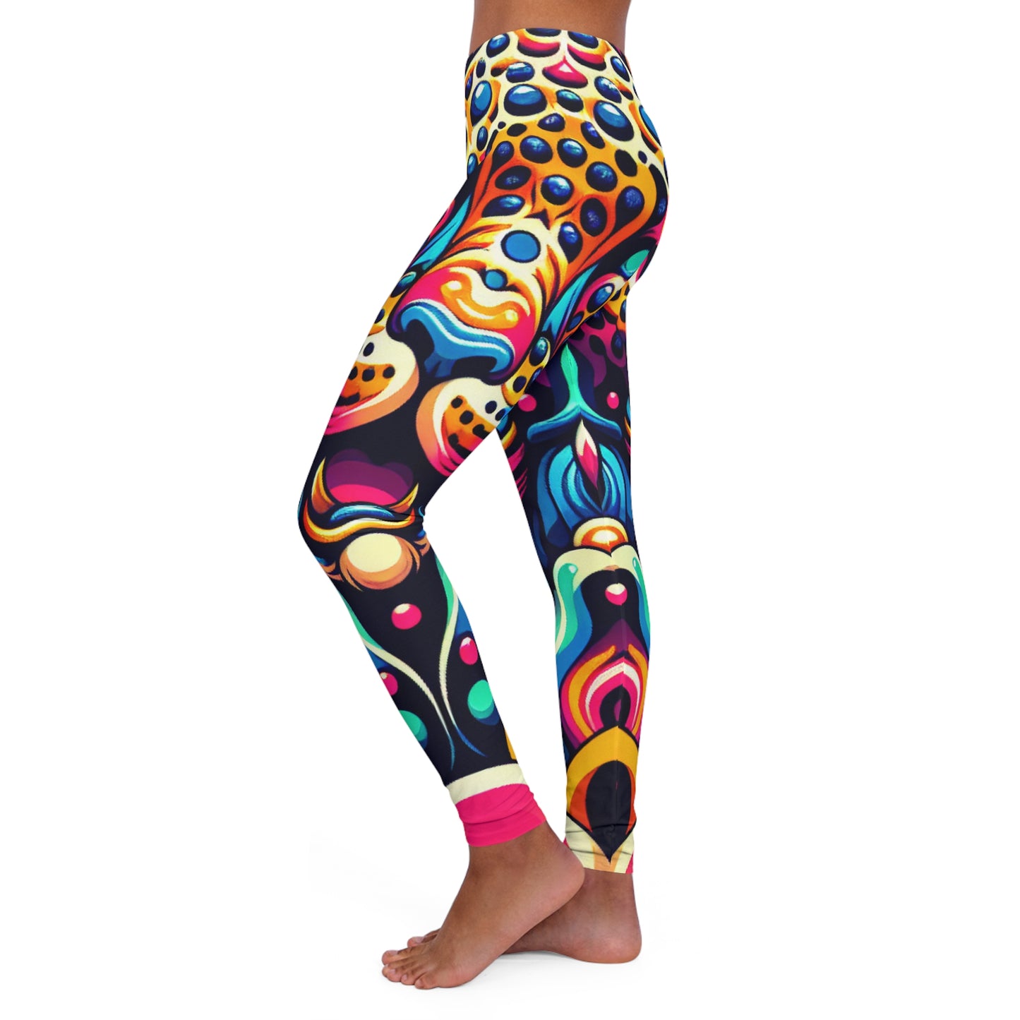 colour leopard women's casual spandex leggings (aop)