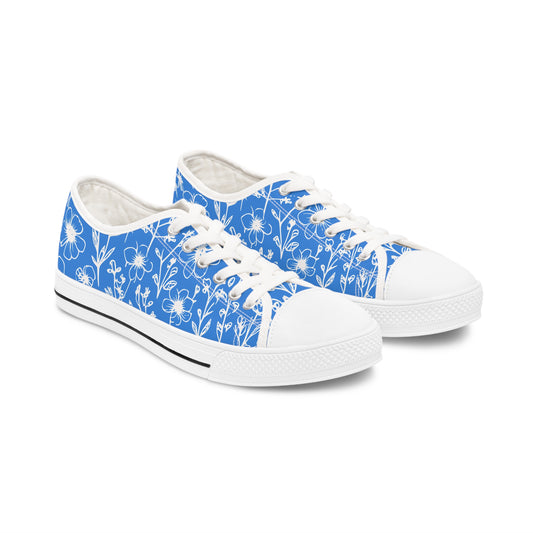 Blue and White Women's Low Top Sneakers