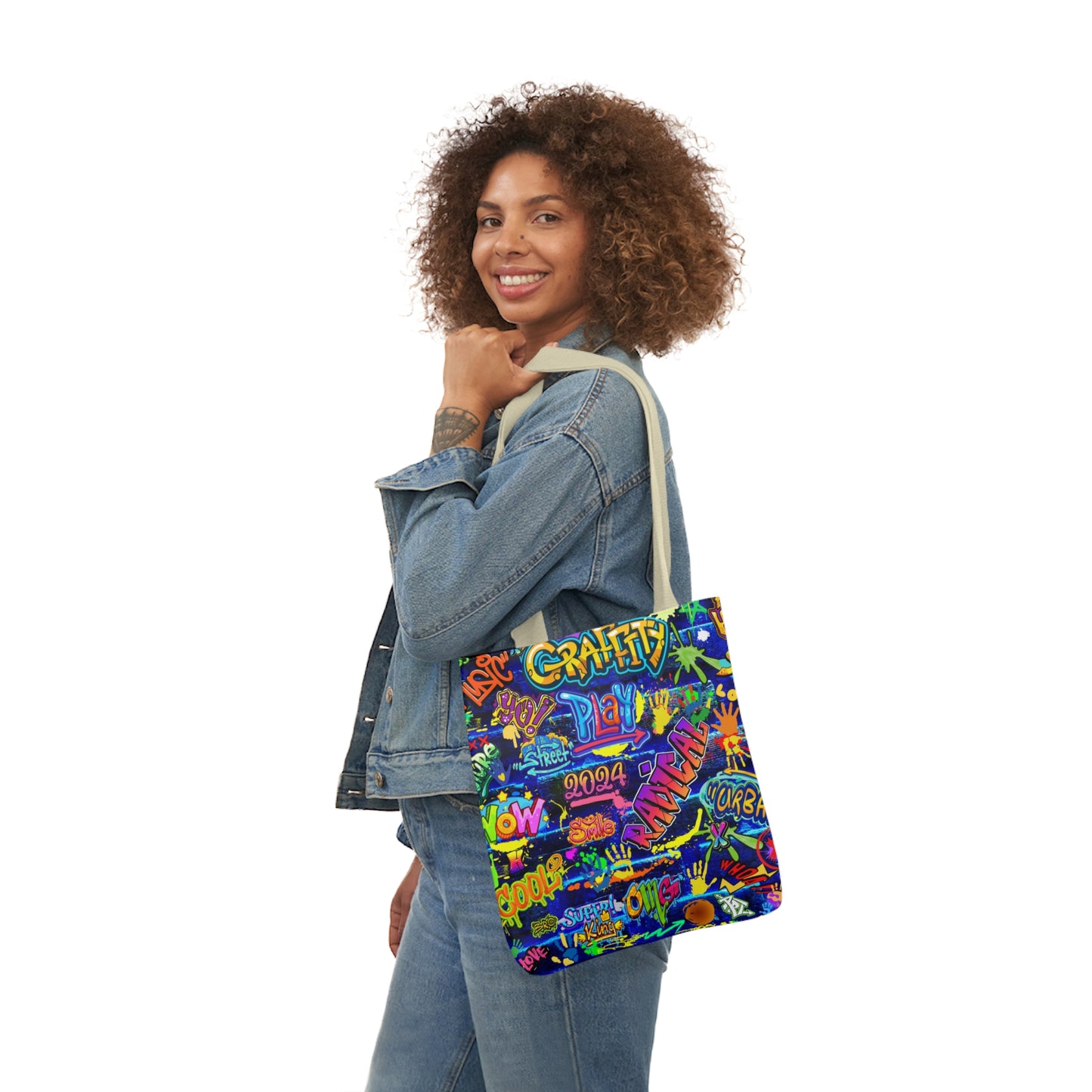 graffiti pattern tote bag