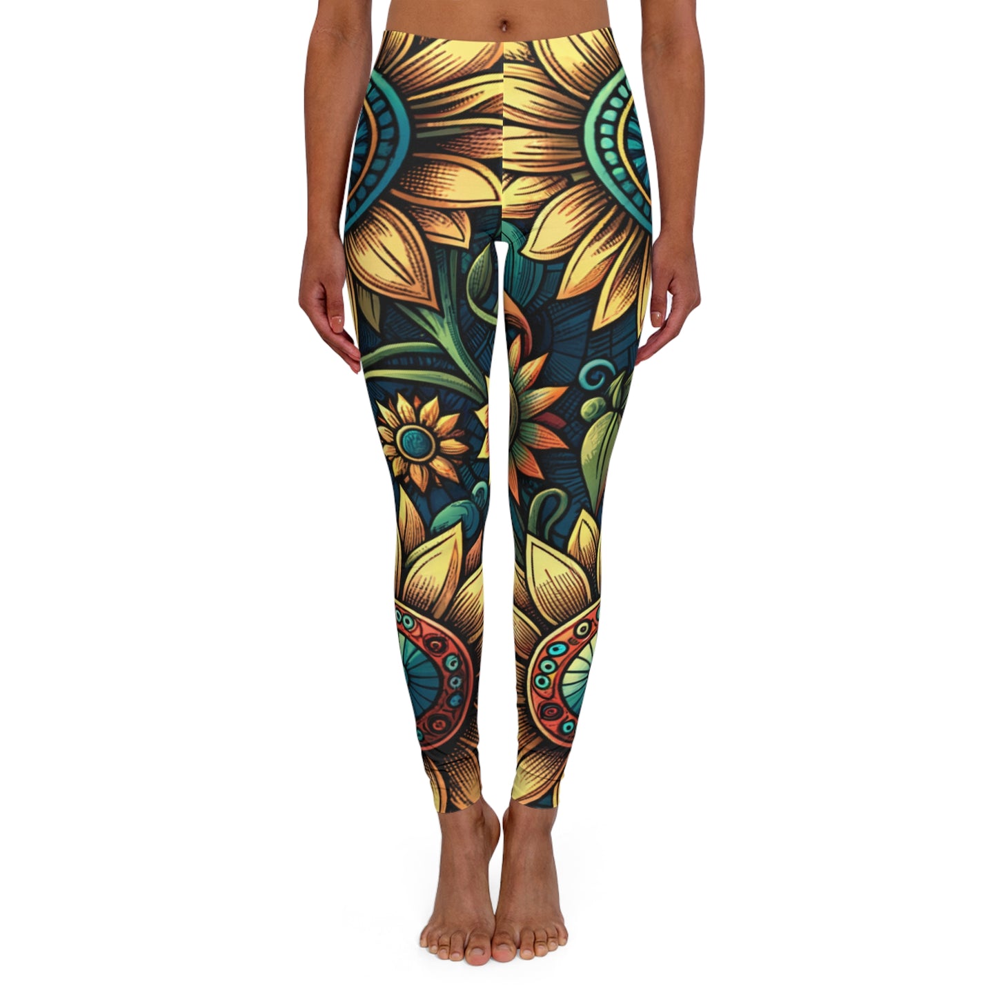 sunflower women's casual spandex leggings (aop)