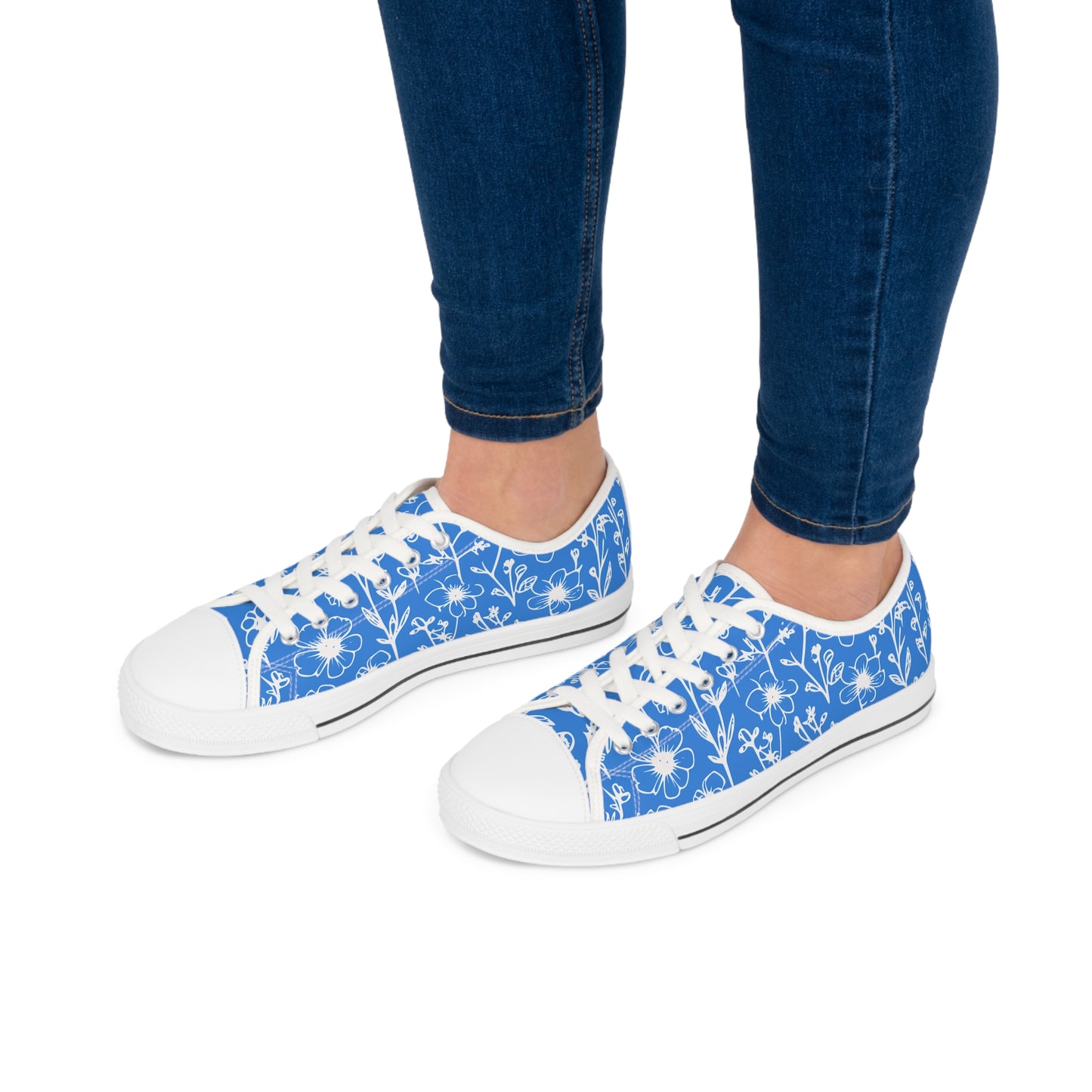 blue and white women's low top sneakers