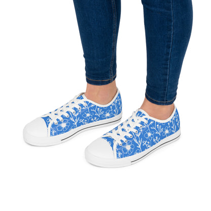 Blue and White Women's Low Top Sneakers