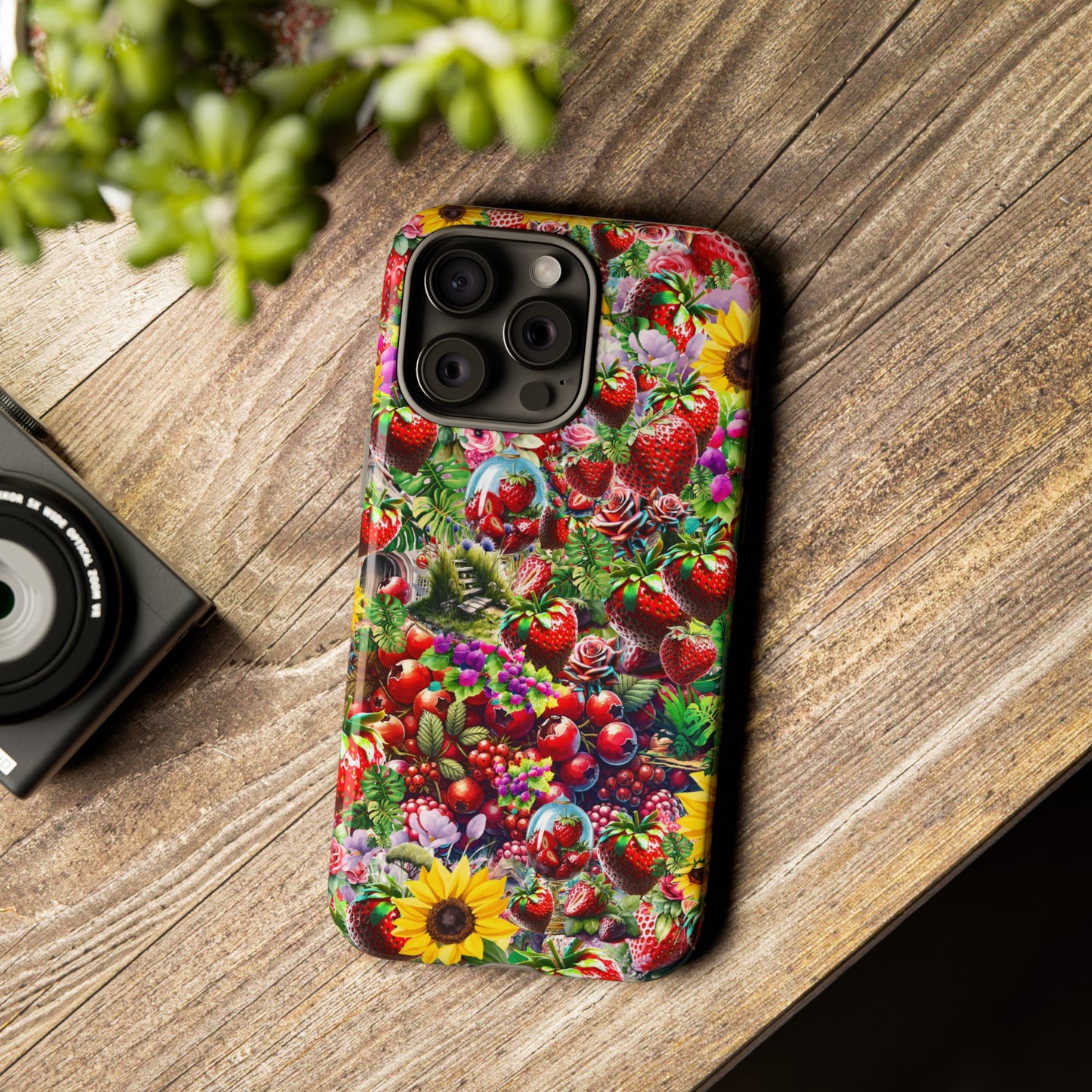 strawberry tough cases for iphone, samsung & google pixel