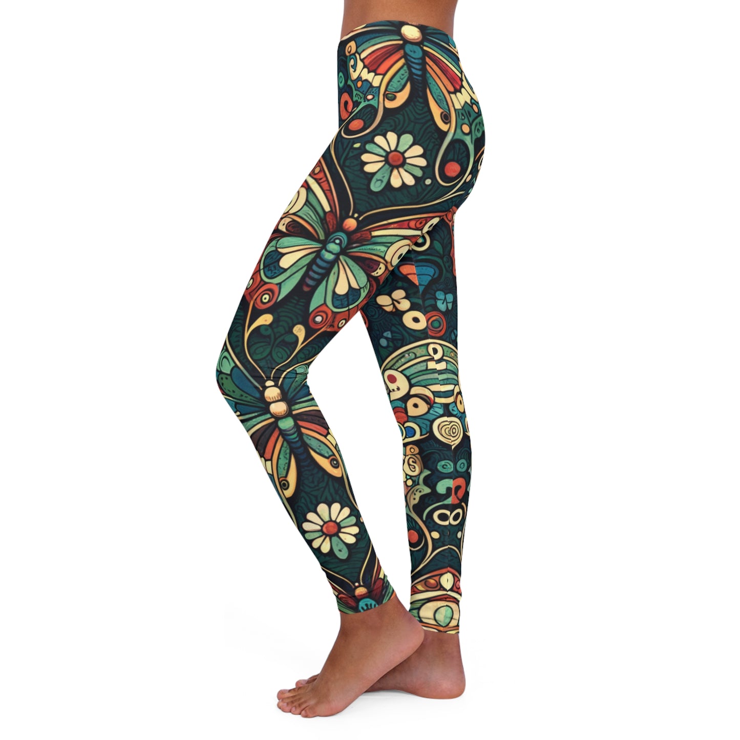 butterfly greens women's casual spandex leggings (aop)