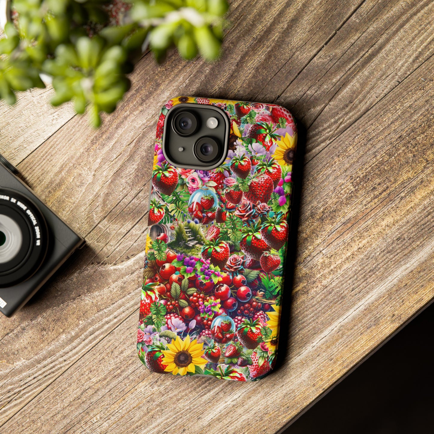 strawberry tough cases for iphone, samsung & google pixel