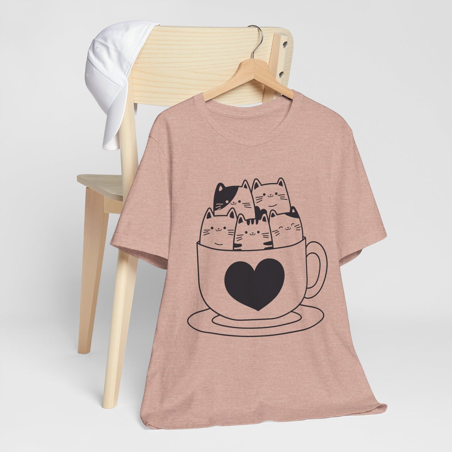 cats in cup graphic t-shirt