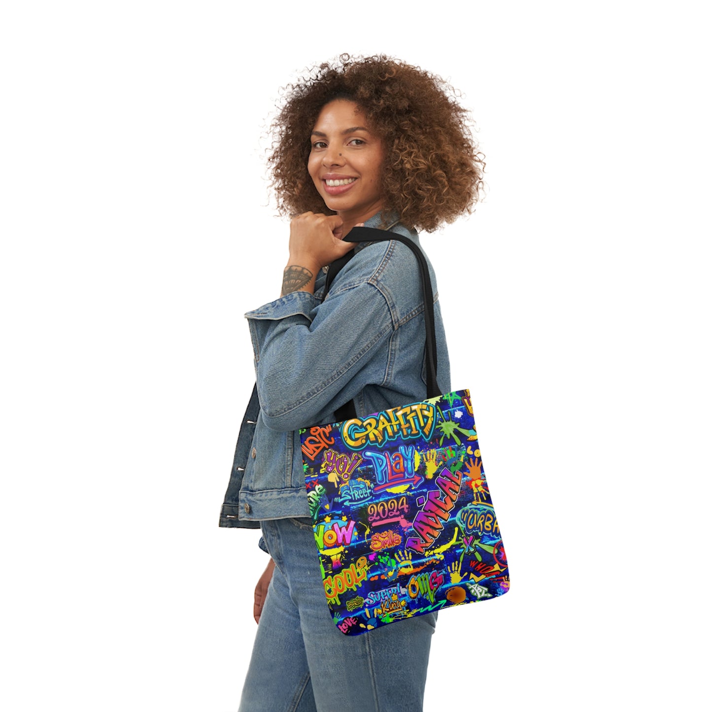 graffiti pattern tote bag