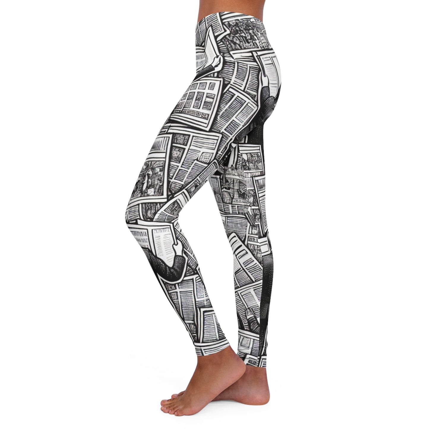 newspaper women's casual spandex leggings (aop)