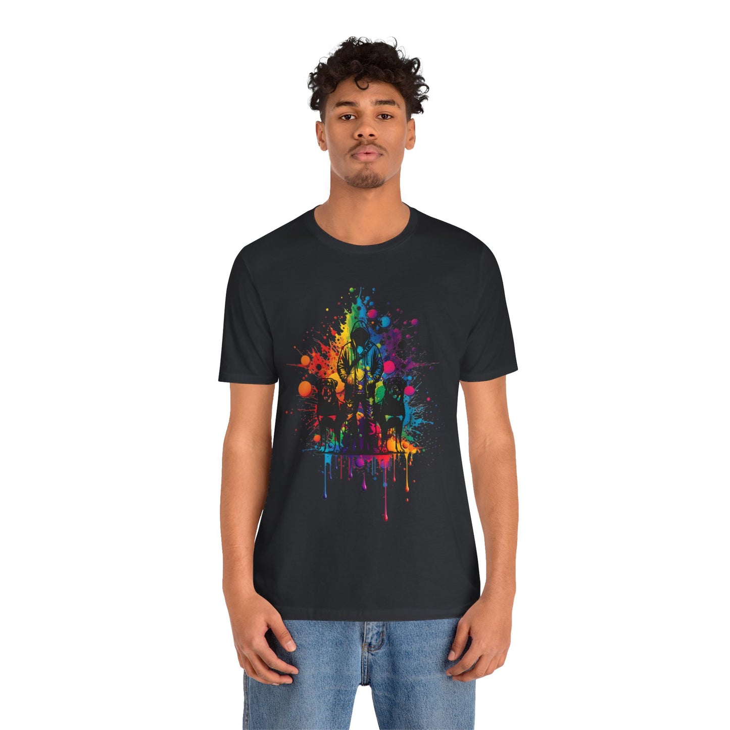 colorful paint splatter t-shirt