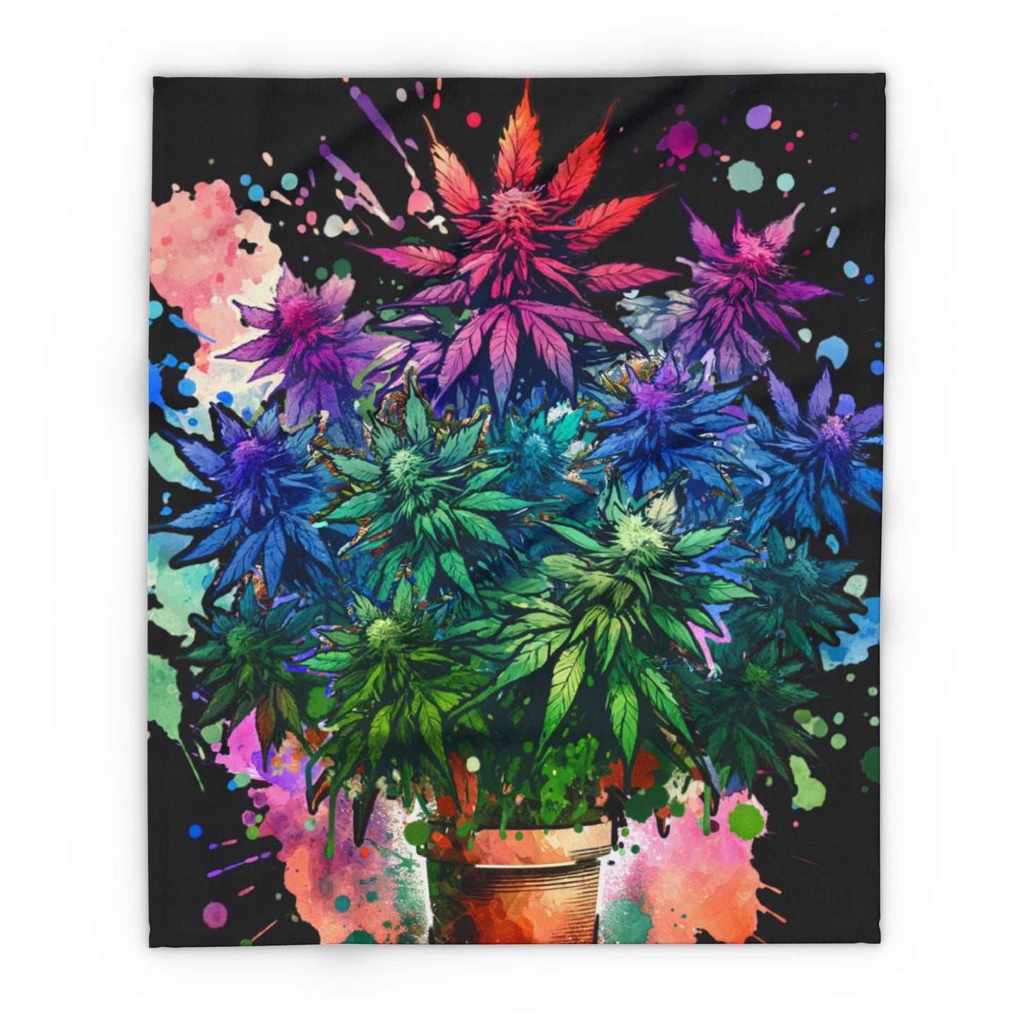 colorful weed fleece blanket