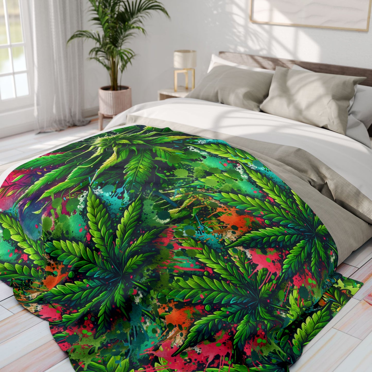 marijuana leaf design fleece