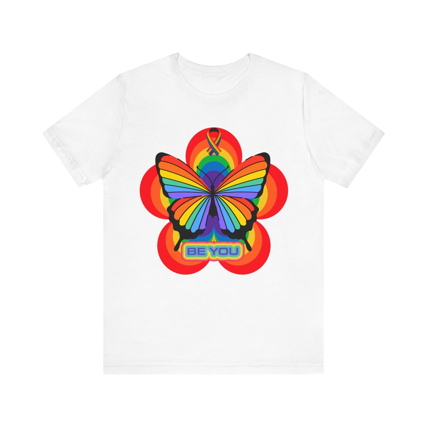 rainbow butterfly unisex t-shirts