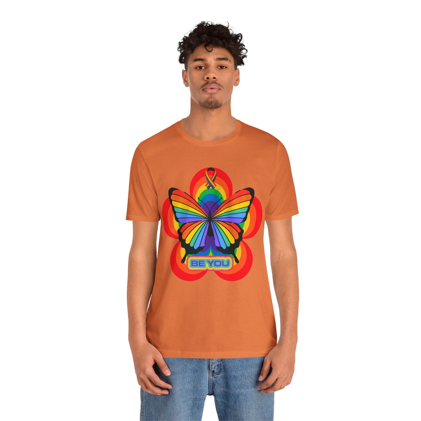 rainbow butterfly unisex t-shirts