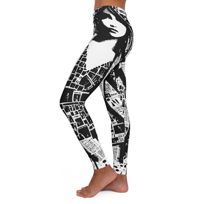 Black N White Women's Casual Spandex Leggings (AOP)