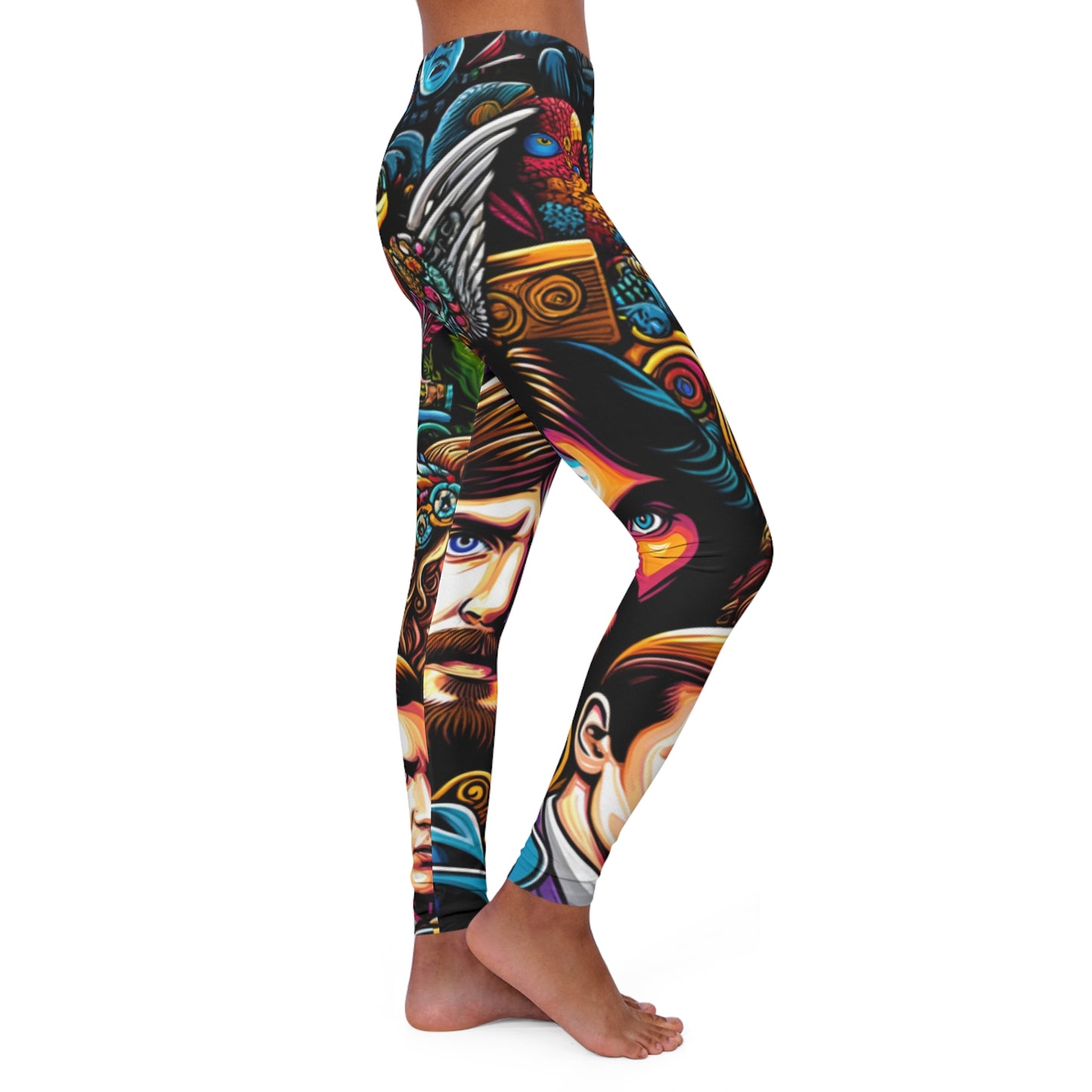 faces 1 women's casual spandex leggings (aop)