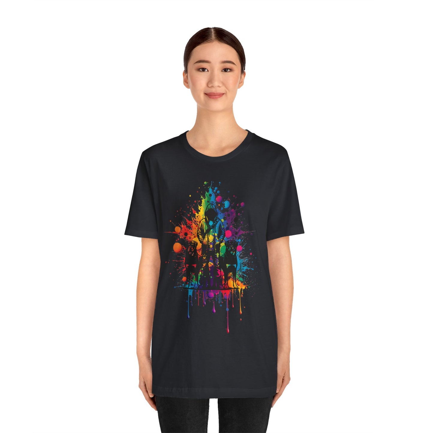 colorful paint splatter t-shirt