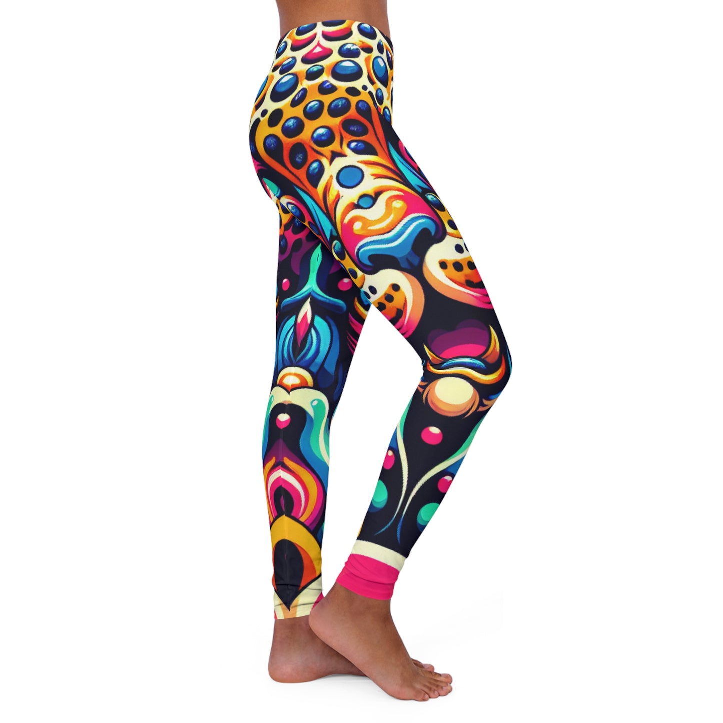 colour leopard women's casual spandex leggings (aop)