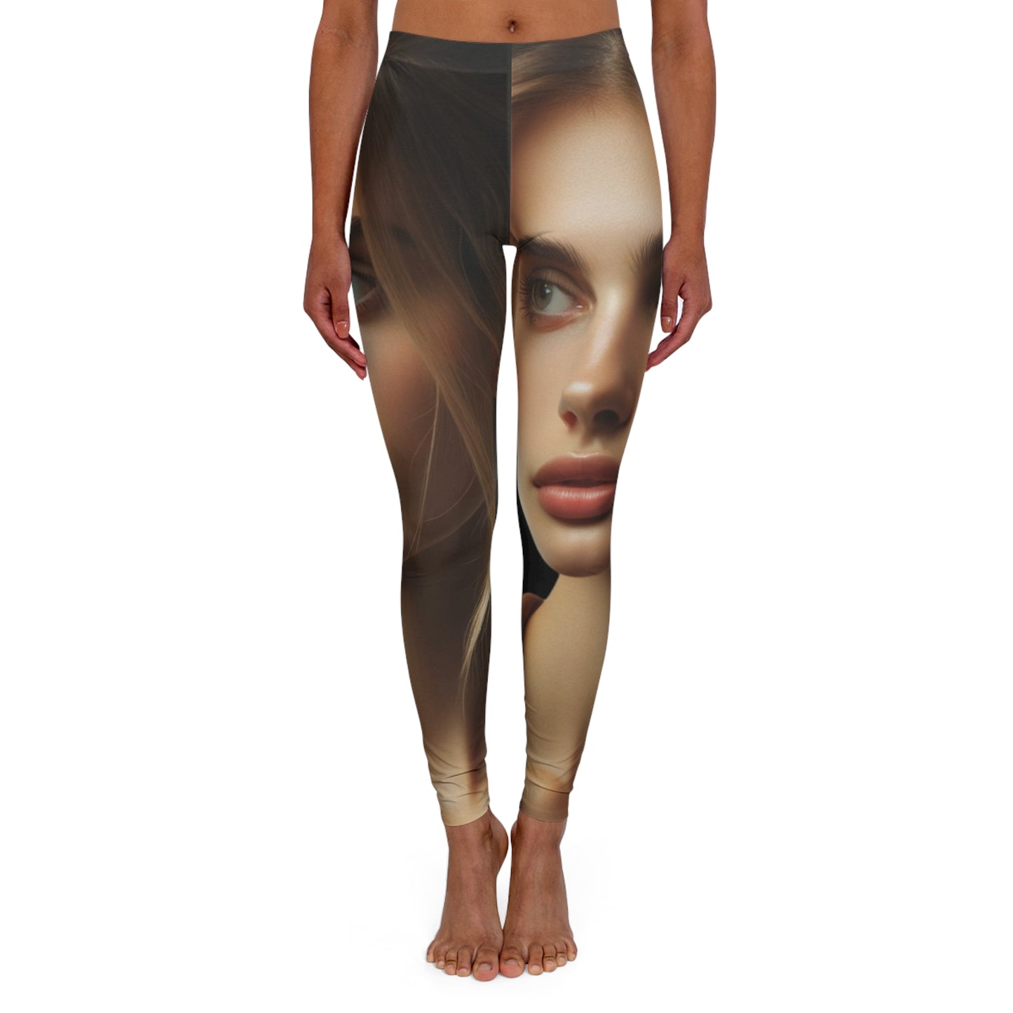 photo face women's casual spandex leggings (aop)