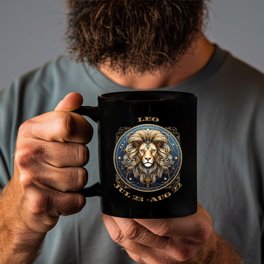 Leo Black Mug