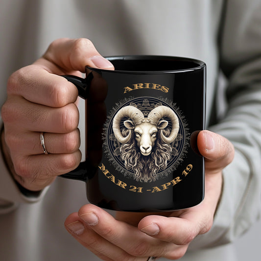 Aries Black Mug