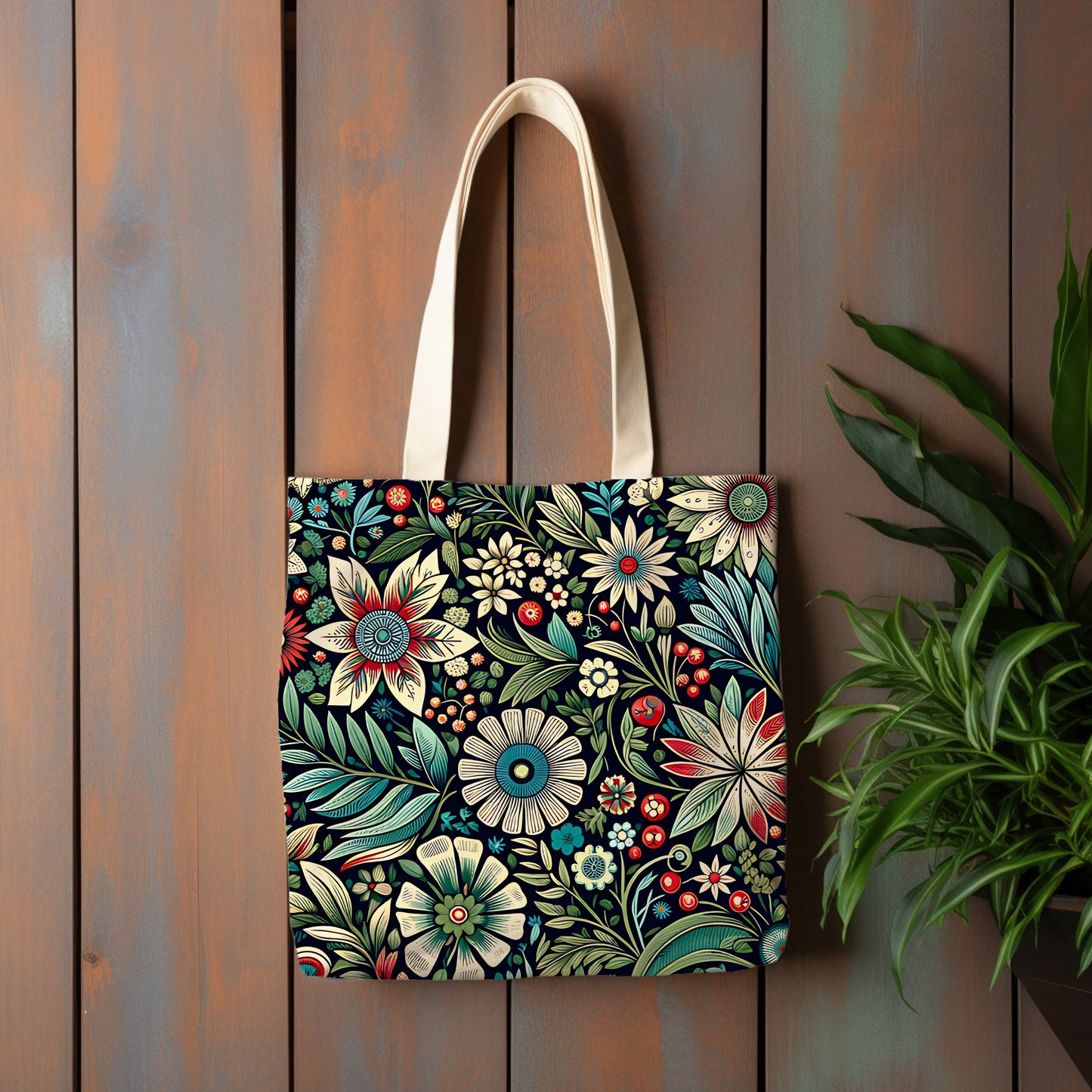 flower canvas tote bag