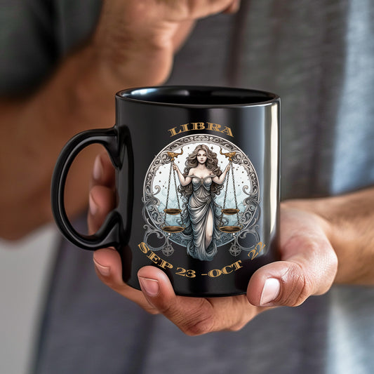 Libra Black Mug