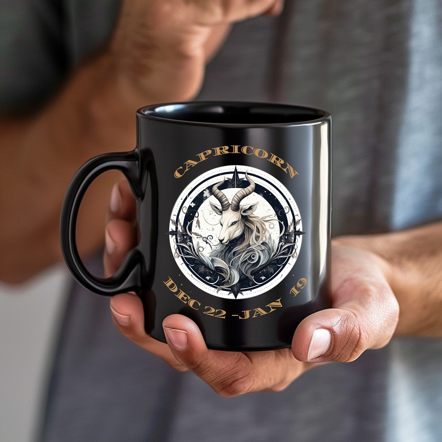 capricorn black mug