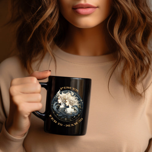 Pisces Black Mug